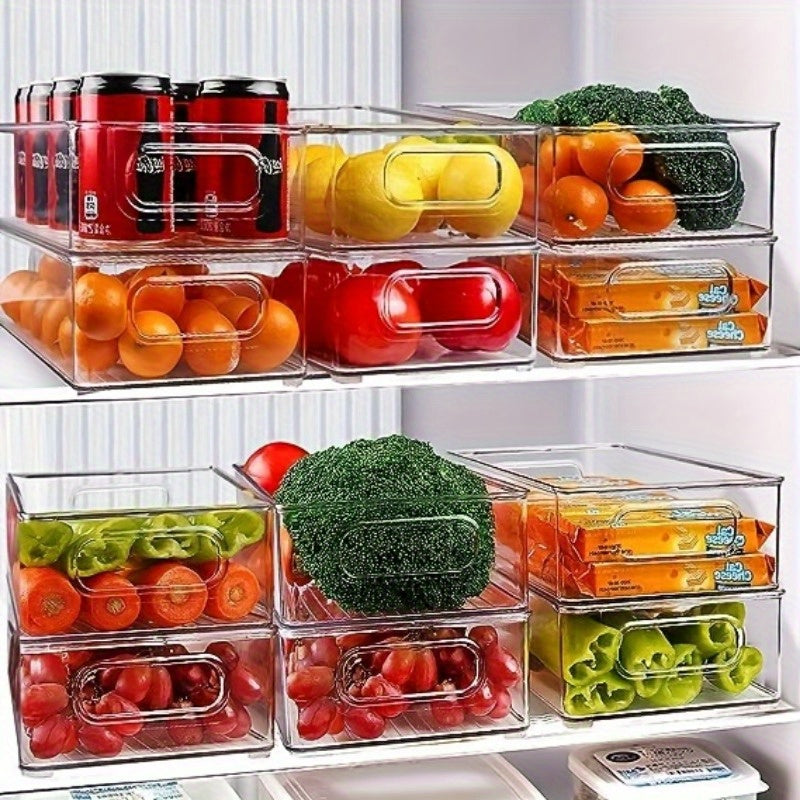 3pcs WONGIRL Plastic Refrigerator Organizers - Transparent Food Storage Boxes for Fruits, Vegetables, Meats - Durable, Easy to Clean, Ideal for Fridge, Freezer, Pantry