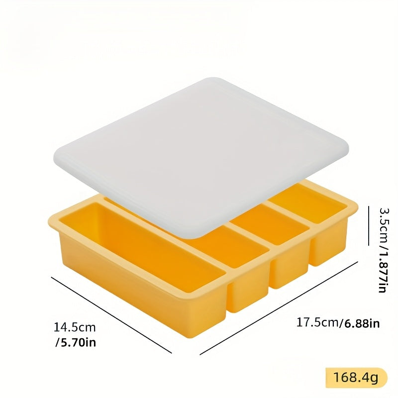 1pc Covered Freezer Tray - Durable Kitchen Storage Space for Soup, Broth, And Sauce - Light Blue Stackable Food Preparation Containers - Essential Kitchen Tools