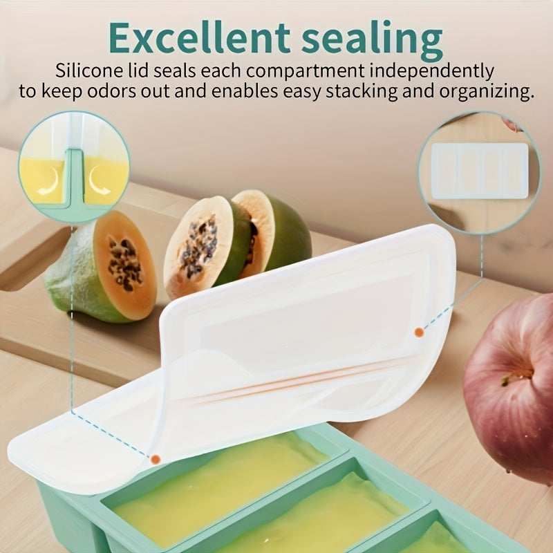 1pc Covered Freezer Tray - Durable Kitchen Storage Space for Soup, Broth, And Sauce - Light Blue Stackable Food Preparation Containers - Essential Kitchen Tools