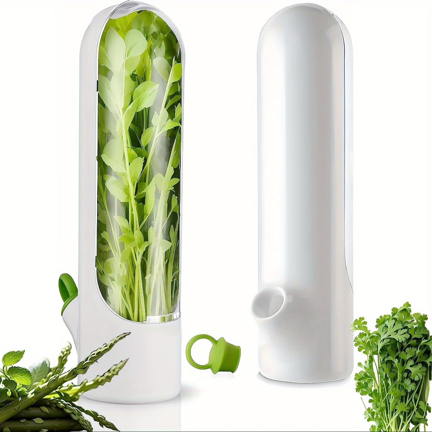 3pcs Vegetables Preservation Pod Herb Preservation Vegetables Fresh Coriander Container Suitable for Refrigerator, Keep Bottle Herb Preservation, for Mint Refrigerator Storage, Keep Green And Fresh for 2-3 Weeks Refrigerator Kitchen Supplies