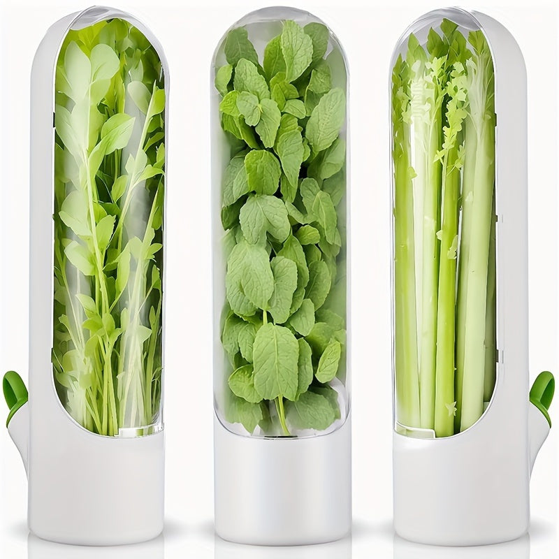3pcs Vegetables Preservation Pod Herb Preservation Vegetables Fresh Coriander Container Suitable for Refrigerator, Keep Bottle Herb Preservation, for Mint Refrigerator Storage, Keep Green And Fresh for 2-3 Weeks Refrigerator Kitchen Supplies
