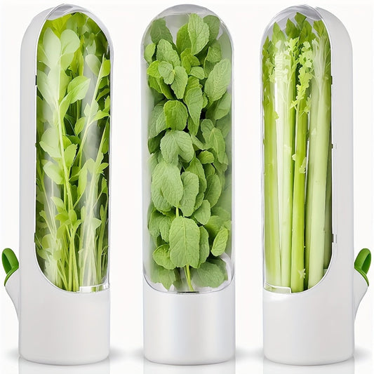 3pcs Vegetables Preservation Pod Herb Preservation Vegetables Fresh Coriander Container Suitable for Refrigerator, Keep Bottle Herb Preservation, for Mint Refrigerator Storage, Keep Green And Fresh for 2-3 Weeks Refrigerator Kitchen Supplies