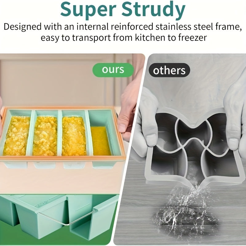 1pc Covered Freezer Tray - Durable Kitchen Storage Space for Soup, Broth, And Sauce - Light Blue Stackable Food Preparation Containers - Essential Kitchen Tools