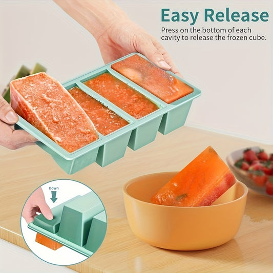 1pc Covered Freezer Tray - Durable Kitchen Storage Space for Soup, Broth, And Sauce - Light Blue Stackable Food Preparation Containers - Essential Kitchen Tools
